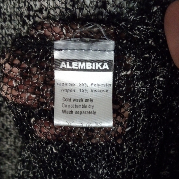 Alembika Black & Gray Oversized Open Knit Drop Shoulder Sweater Size XL - Picture 8 of 9